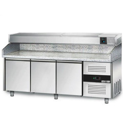 Холодильный стол для пиццы с настольной витриной PREMIUM - 2,0 x 0,8 m / 3 двери / объем: 580 л