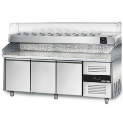 Холодильный стол для пиццы – 2,0 x 0,8 м с витриной