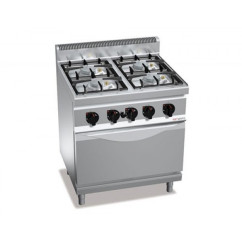 Плита газовая, 4 конфорки - 21,5 кВт + духовой шкаф газовый - 4 кВт - GHB879M+GB4 GGM Gastro