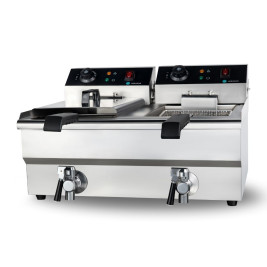 ФРИТЮРНИЦЯ HURAKAN HKN-FT1010N ПОДВІЙНА З КРАНОМ 10+10 Л