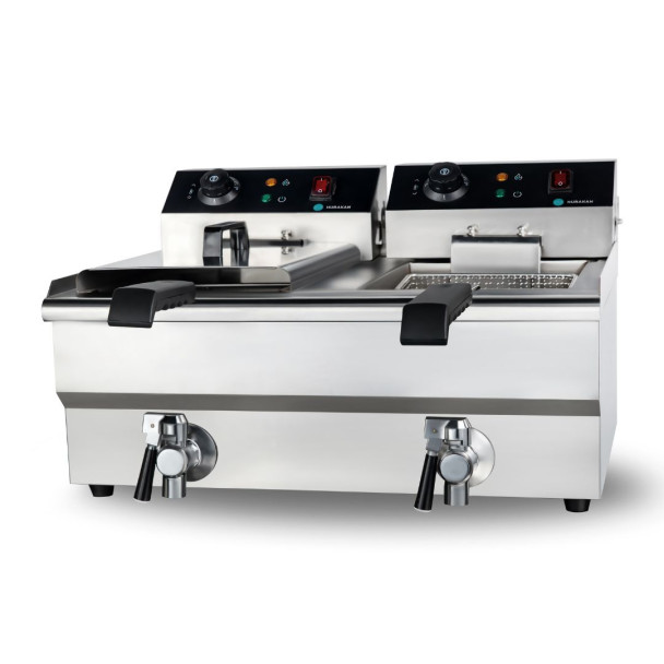 ФРИТЮРНИЦЯ HURAKAN HKN-FT1010N ПОДВІЙНА З КРАНОМ 10+10 Л ФРИТЮРНИЦЯ HURAKAN HKN-FT1010N ПОДВІЙНА З КРАНОМ 10+10 Л