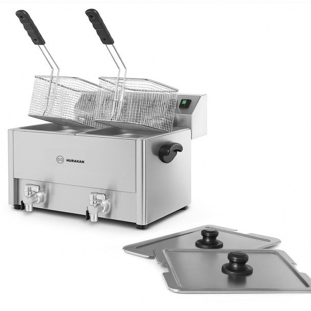 ФРИТЮРНИЦЯ HURAKAN HKN-FT88N ПОДВІЙНА З КРАНОМ 8+8 Л